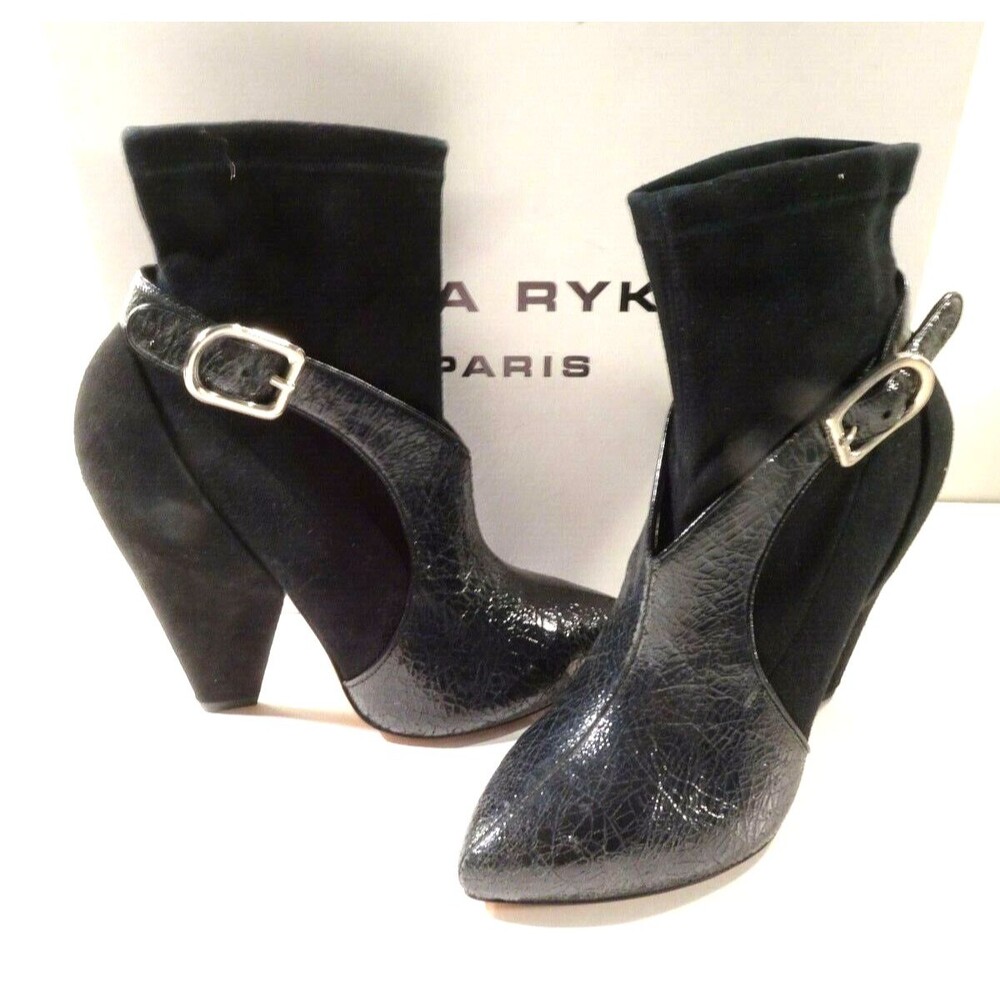 Sonia Rykiel Women's 697859-B Black Buckle Defile Ankle Boots Sz 38